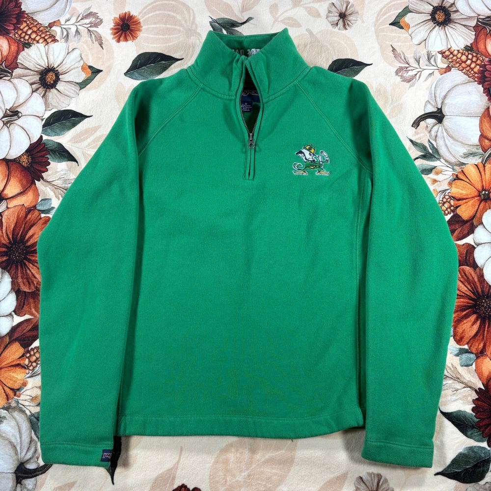 Vintage Y2K JanSport Notre Dame Fighting Irish Quarter Zip Pullover Green Size M